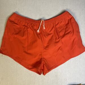 80s/90s Retro Beach Surf Shorts Red Orange Men’s XL Nylon Lining Drawstring